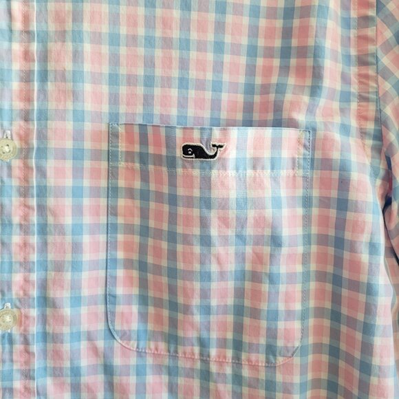Vineyard Vines Tucker Shirt Mens Small Blue Pink Check Classic Fit Cotton Preppy - Picture 4 of 12